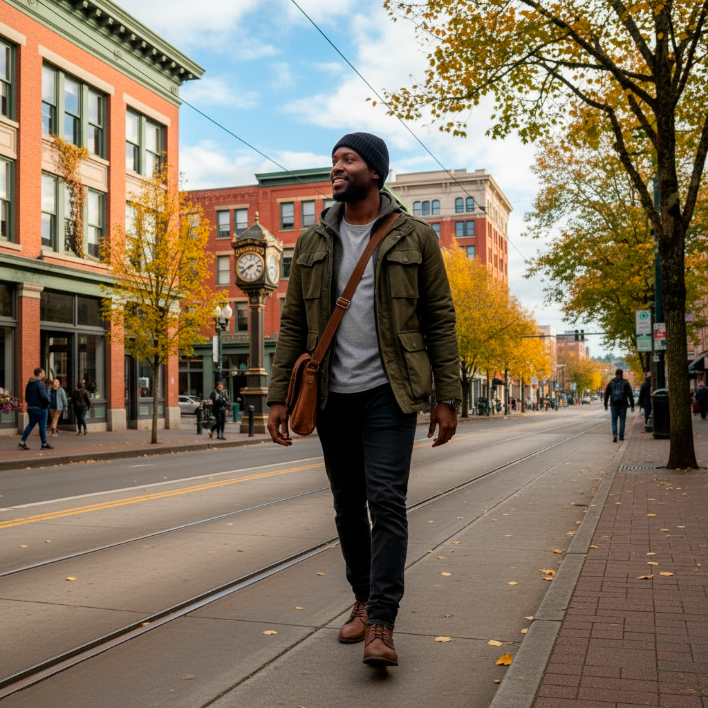 Photo illustrating the article "Solo in Portland"